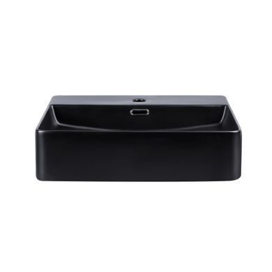 фотографія Раковина Qtap Nando LT 500х420х120 Matt black з донним клапаном QT12112173SMBMB