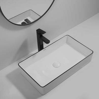 фото Раковина накладна Mixxus Premium QUADRO-0107 EDGE BLACK 600х340х110mm (MP6521)