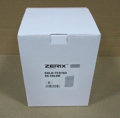 фото Відро для сміття кругле ZERIX SOLO-TC0103 SS COLOR 3 л (колір нержавійка) (ZX5895)