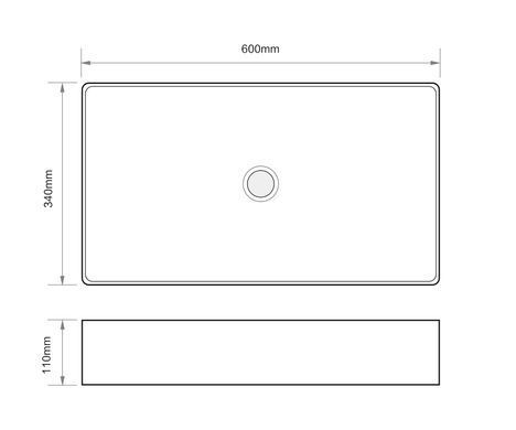 фото Раковина накладна Mixxus Premium QUADRO-0107 EDGE BLACK 600х340х110mm (MP6521)