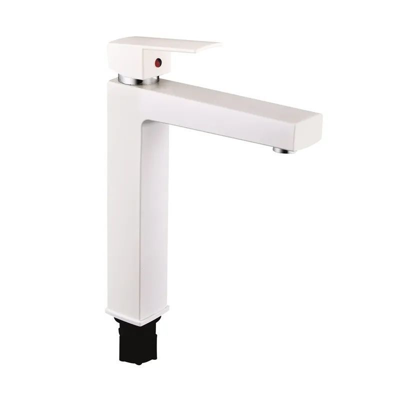 фото Смеситель для умывальника Plamix Kubus-001 HIGH SET White (с подводом) (PM0672)