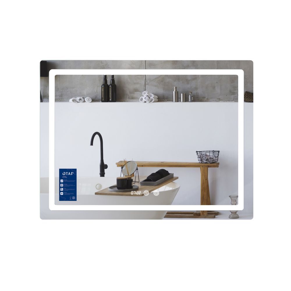 фото Зеркало Qtap Mideya (MI2) 800х600 с часами, с LED-подсветкой Touch, с антизапотеванием, диммером, рег. яркости QTMID80060049265