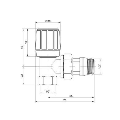 фотографія Кран радіаторний Icma 1/2" з антипротіканням кутовий №951