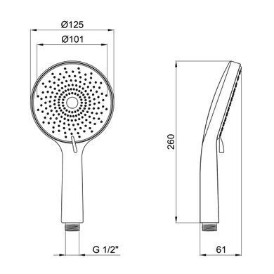 фото Qtap Rucni Лійка для ручного душу 120 мм округла QTRUCA120R3GRP Graphite