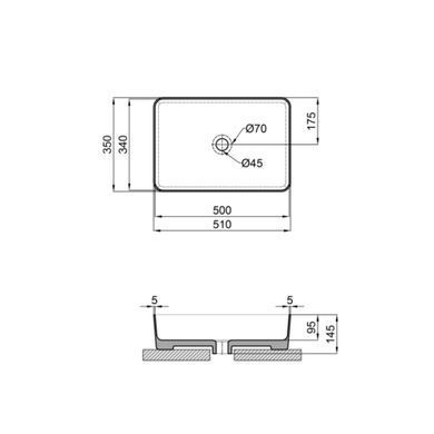 фотографія Раковина-чаша Qtap Tern 500х350х145 Matt black QT1711A055MBN