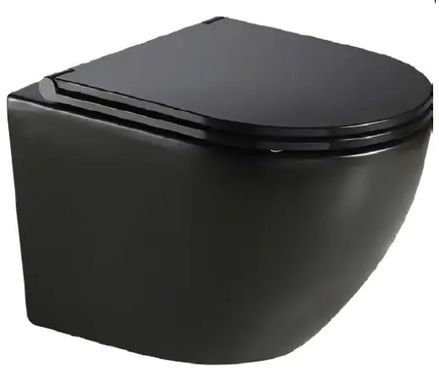 фотографія Інсталяція KollerPool AQUA LINE + EDGE White панель змиву + підвісний унітаз ROUND Black matt з сидінням Soft-close ( змив Tornado )