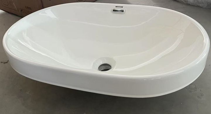 фото Раковина врізна на стільницю Mixxus Premium ELLIPSE-1601 600х400х190mm з переливом (MP6569)