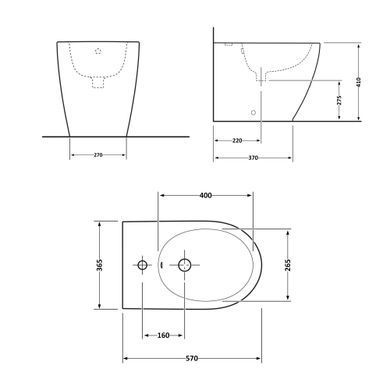 фото Биде напольное Qtap Robin 565x360x405 Matt black QT13442141CMB