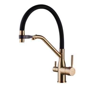 фото Змішувач для кухні MixxusPremium Gravity 021 BRUSHED GOLD REFL.BLACK (MI6981)