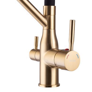 фото Змішувач для кухні MixxusPremium Gravity 021 BRUSHED GOLD REFL.BLACK (MI6981)