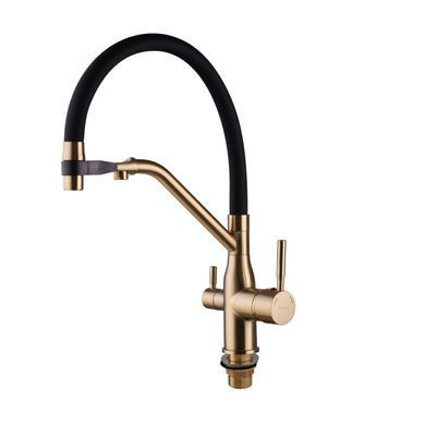 фото Змішувач для кухні MixxusPremium Gravity 021 BRUSHED GOLD REFL.BLACK (MI6981)