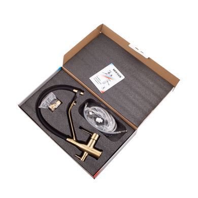 фото Змішувач для кухні MixxusPremium Gravity 021 BRUSHED GOLD REFL.BLACK (MI6981)