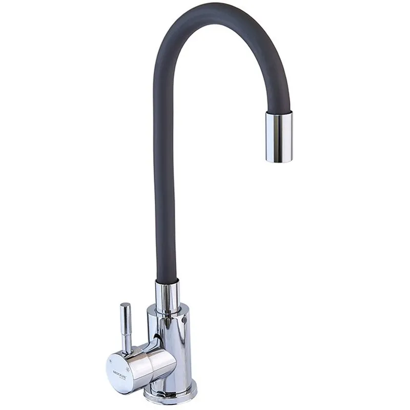 фото Змішувач для кухні MIXXUS SUS-011 CHROME REFL.BLACK з гнучким виливом з нерж. сталі SUS304 (Колір хром+вилив чорний) (MI6223)