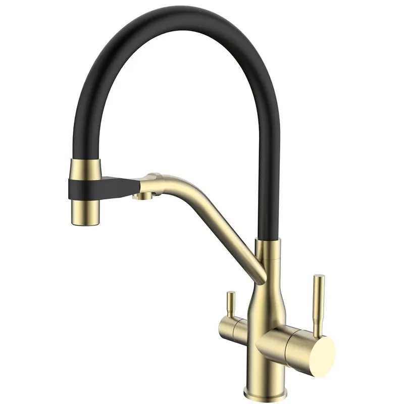 фото Змішувач для кухні MixxusPremium Gravity 021 BRUSHED GOLD REFL.BLACK (MI6981)