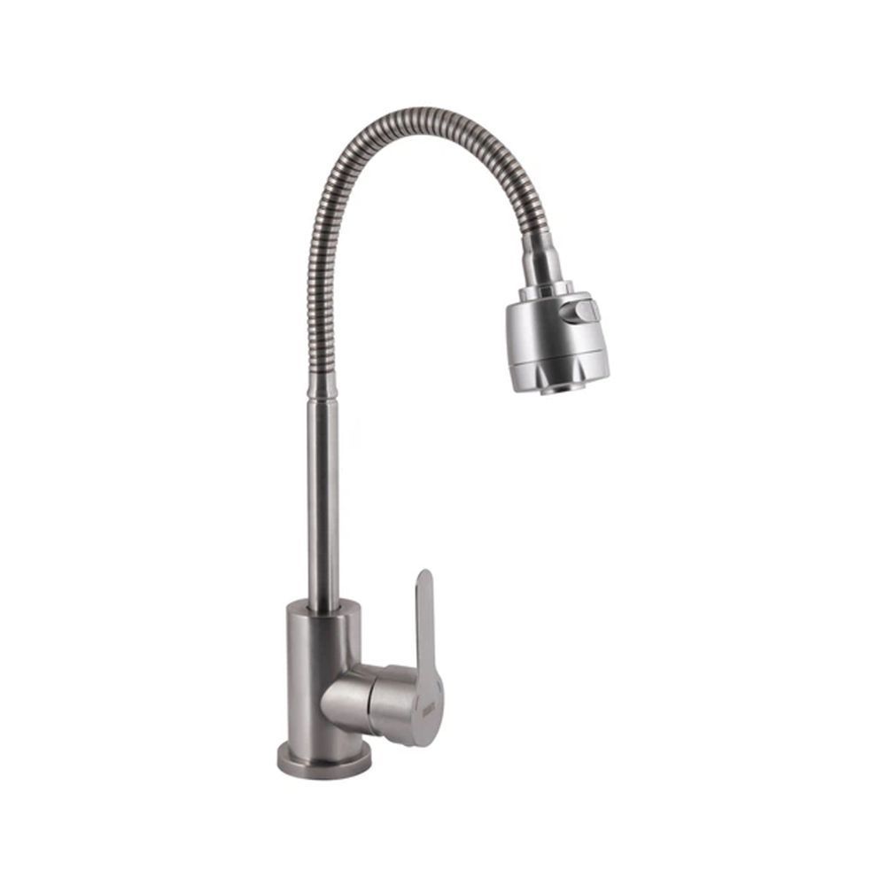 фотографія Змішувач для кухні Brinex Pure 015F41 з гнучким виливом Nickel BRIPUR015F41NKL