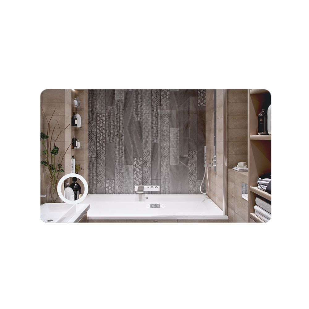 фото Зеркало Qtap Scorpio 1200х700 с LED-подсветкой Touch, линза, цифровые часы, диммер, рег. яркости QT14781004W