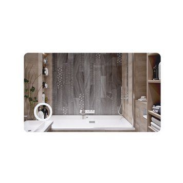 фотографія Дзеркало Qtap Scorpio 1200х700 з LED-підсвічуванням Touch, лінза, цифровий годинник, димер, рег. яскравості QT14781004W