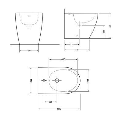 фото Биде напольное Qtap Scorpio 530x360x395 Matt black QT14441003CMB