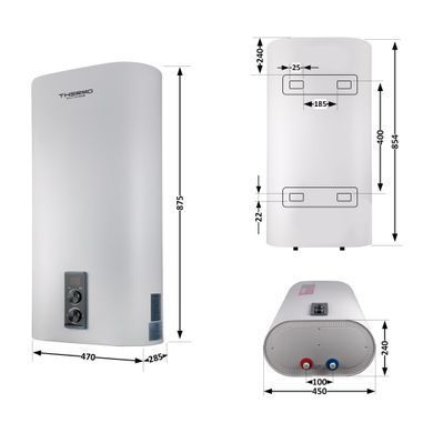 фотографія Водонагрівач електричний Thermo Alliance 50 л плаский вертикальний, мокрий ТЕН 2 кВт (0,8+1,2) DT50V20G(PD)/2