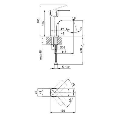 фото Смеситель для раковины Qtap Lipno QTLIPNO1023101G Graphite