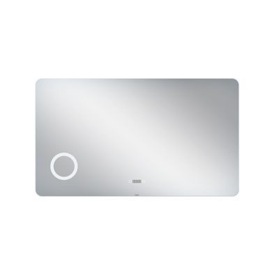 фотографія Дзеркало Qtap Scorpio 1200х700 з LED-підсвічуванням Touch, лінза, цифровий годинник, димер, рег. яскравості QT14781004W