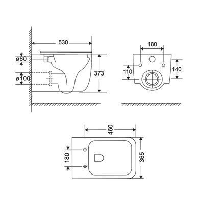 фотографія Унітаз підвісний Qtap Gemini безободковий з сидінням Soft-close QT2533076EUQMB