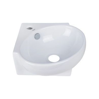 фото Комплект Qtap Leo N: Раковина подвесная угловая овальная 380x360x130 мм WHITE + Донный клапан PU02O