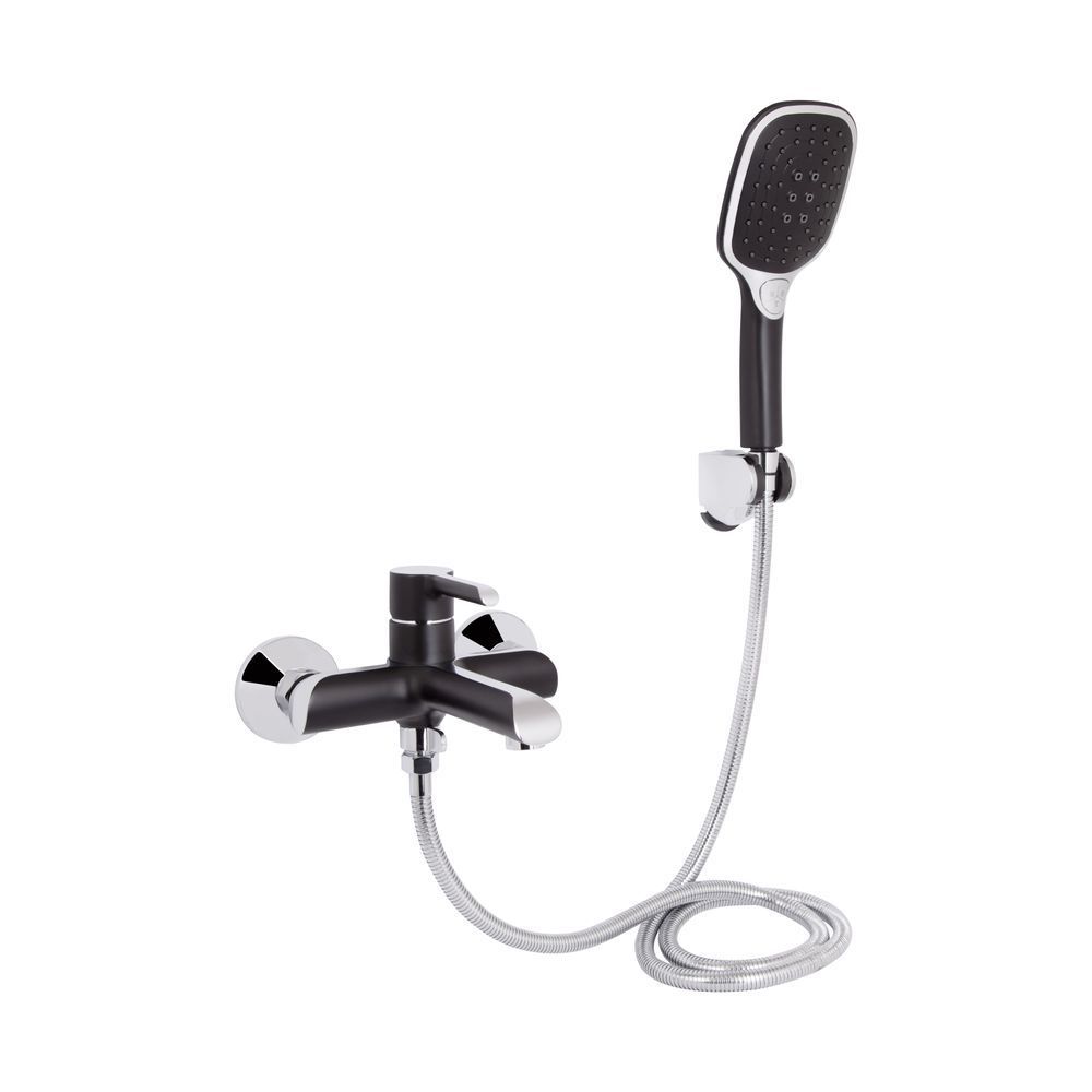 фото Смеситель для ванны Qtap Grand (c душевым гарнитуром) QTGRABCR006 Chrome/Black