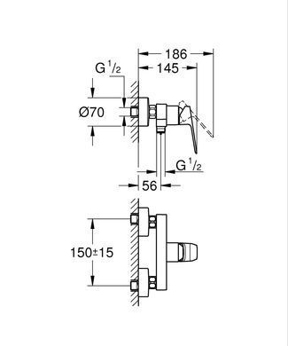 фото Одноважільний змішувач для душу Grohe Cubeo (1018240000)