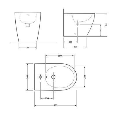 фото Биде напольное Qtap Scorpio 565x355x410 White QT14441003CW