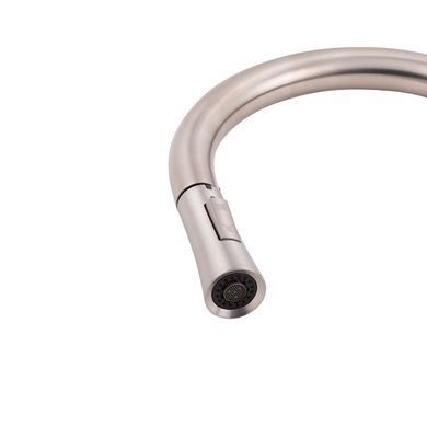 фото Смеситель для кухни Qtap Baruska с выдвижным изливом QTBAR9137103UN Brushed Nickel PVD