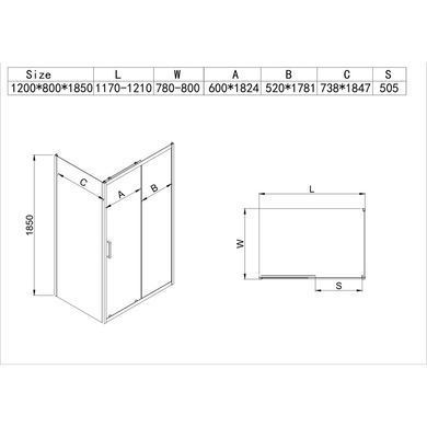 фото Душова кабіна без піддону MIXXUS HARD SC01-120x80x185-TR CHROME прозоре скло 5мм NEW (MI8369)