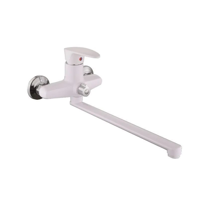 фотографія Змішувач для ванни Plamix Cezar-006 EURO SET White (зі шлангом, лійкою та кронштейном) (PM0666)