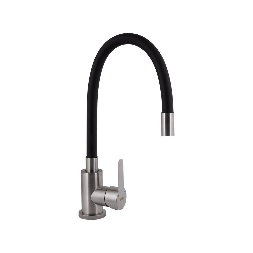 фотографія Змішувач для кухні Brinex Pure 015F3 з гнучким виливом Nickel/Black BRIPUR015F3NKB