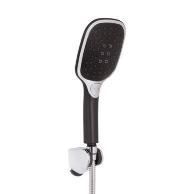 фото Смеситель для ванны Qtap Grand с поворотным изливом (c душевым гарнитуром) QTGRABCR005 Chrome/Black