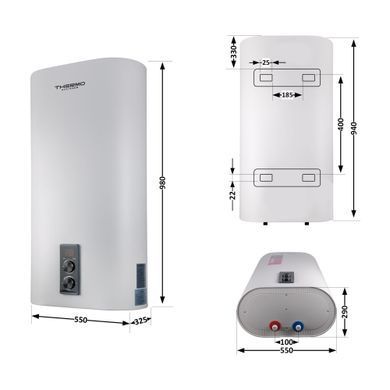 фотографія Водонагрівач електричний Thermo Alliance 80 л плоский вертикальний, мокрий ТЕН 2 кВт (0,8+1,2) DT80V20G(PD)/2