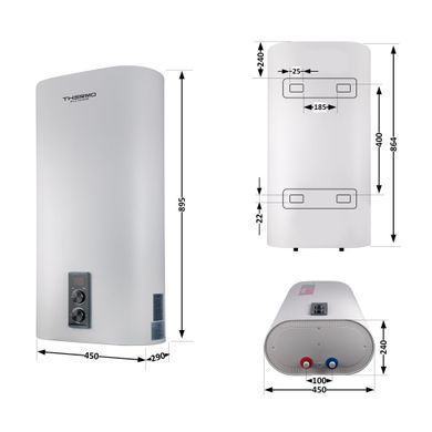 фотографія Водонагрівач електричний Thermo Alliance 50 л плаский вертикальний, сухий ТЕН 2 кВт (0,8+1,2) DT50V20G(PD)-D/2