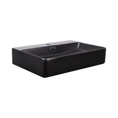 фотографія Раковина Qtap Nando LT 600х420х120 Matt black з донним клапаном QT12112173MBMB