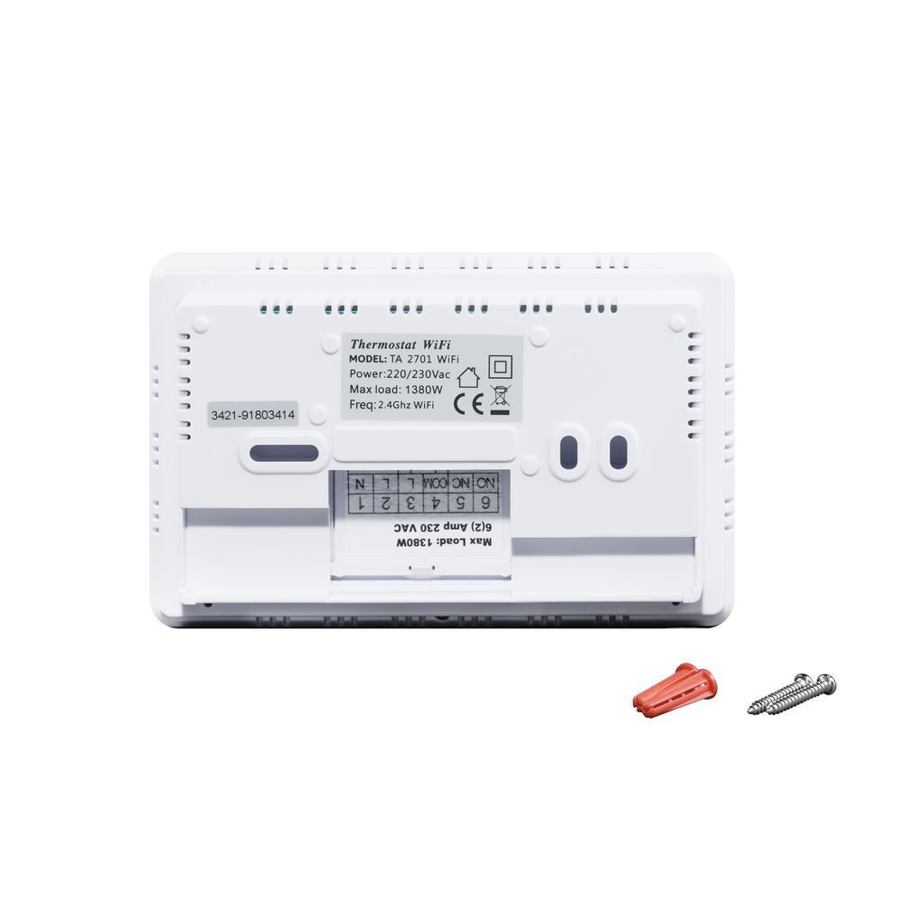 фотографія Тижневий програмований термостат Thermo Alliance ТА-2701WiFi сенсорний з WiFi