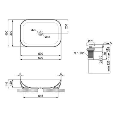 фото Раковина-чаша Qtap Robin 610x400x145 White с донным клапаном QT13112143PW