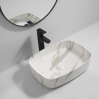 фото Раковина накладна Mixxus Premium BEVEL-0102 MARBLE 495х370х135mm (MP6519)