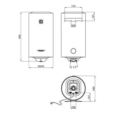 фотографія Електричний накопичувальний водонагрівач Ariston PRO1 R 100 V 1,5K PL DRY з сухим ТЕНом 3201452 - це втілення італійського майстерності і високих технологій в галузі обігріву води. З сухим нагрівальним елементом і механічним регулюванням температури, цей
