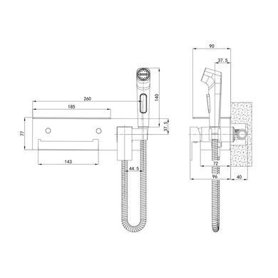 фотографія Змішувач для гігієнічного душу Mixxus Premium MARK 069 з тримачем для туалетного паперу (MI6786)