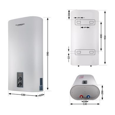 фотографія Водонагрівач електричний Thermo Alliance 80 л плоский вертикальний, сухий ТЕН 2 кВт (0,8+1,2) DT80V20G(PD)-D/2