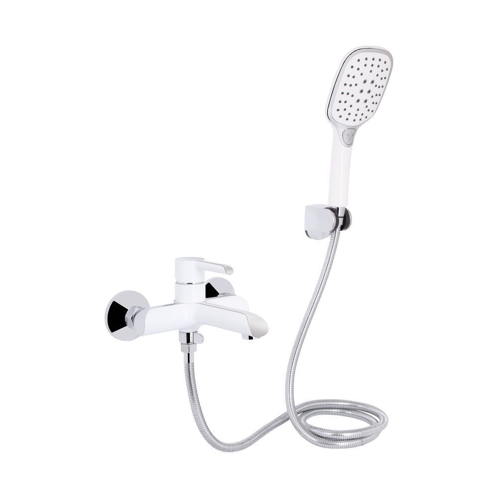 фото Смеситель для ванны Qtap Grand (c душевым гарнитуром) QTGRAWCR006 Chrome/White