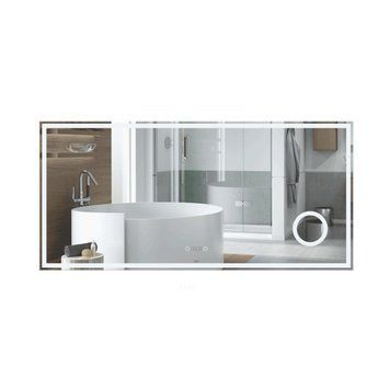 фотографія Дзеркало Qtap Stork 1400х700 з LED-підсвічуванням Touch, лінза, цифровий годинник, димер, рег. яскравості QT1578142270140W