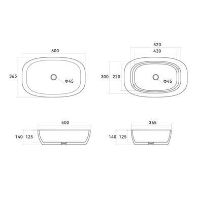 фотографія Раковина-чаша Qtap Cardinal 600х380х140 мм White QT04116257W