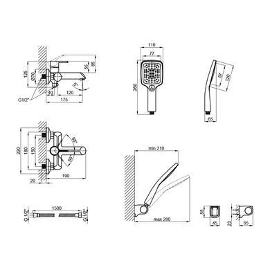 фотографія Змішувач для ванни Qtap Grand (з душовим гарнітуром) QTGRAWCR006 Chrome/White