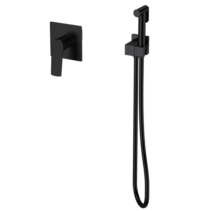 фотографія Змішувач для гігієнічного душу Mixxus Premium MONE 002 INNER Black вбудований з лійкою (MI6779)