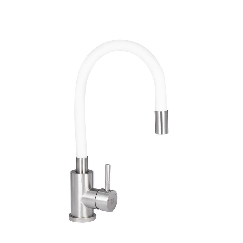 фото Смеситель для кухни Lidz Aria 015F3 с гибким изливом (k35) LDARI015F3WHI43362 White / Nickel